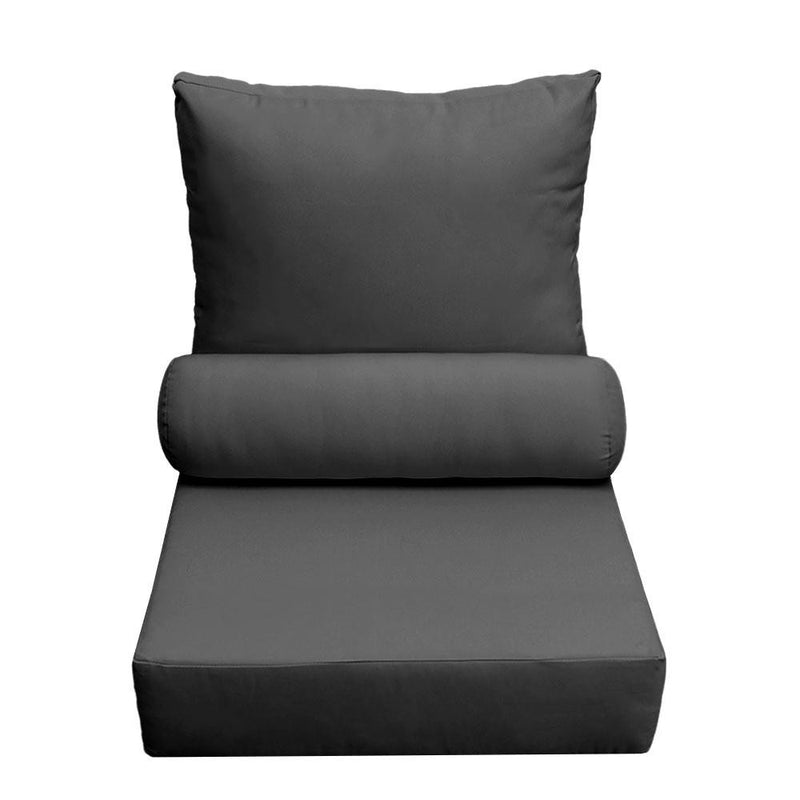 AD003 Knife Edge Medium 24x26x6 Outdoor Deep Seat Back Rest Bolster Cushion Insert Slip Cover Set