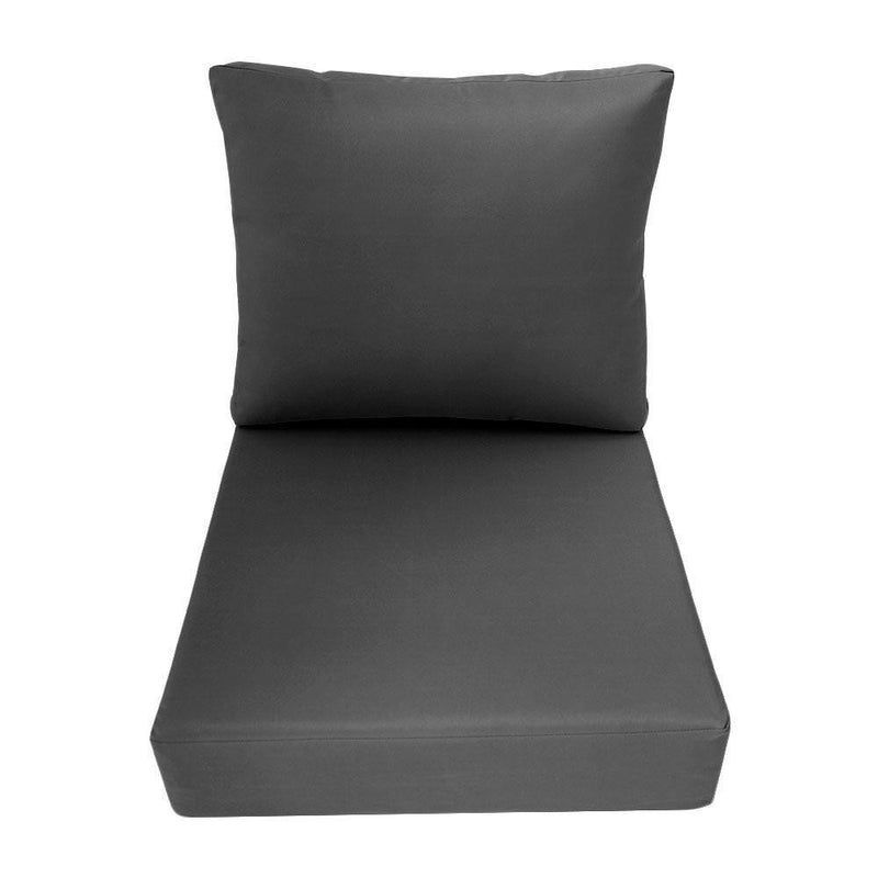 AD003 Knife Edge Medium 24x26x6 Outdoor Deep Seat Back Rest Bolster Cushion Insert Slip Cover Set