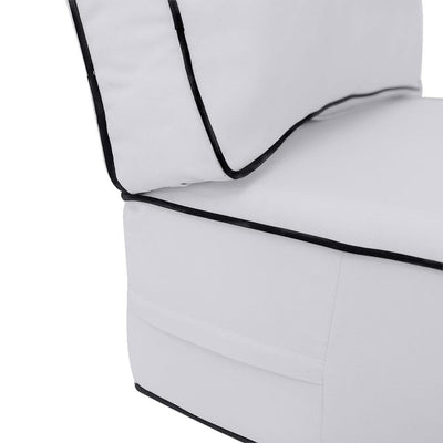 AD105 Contrast Piped Trim Large 26x30x6 Deep Seat Back Cushion Slip Cover Set
