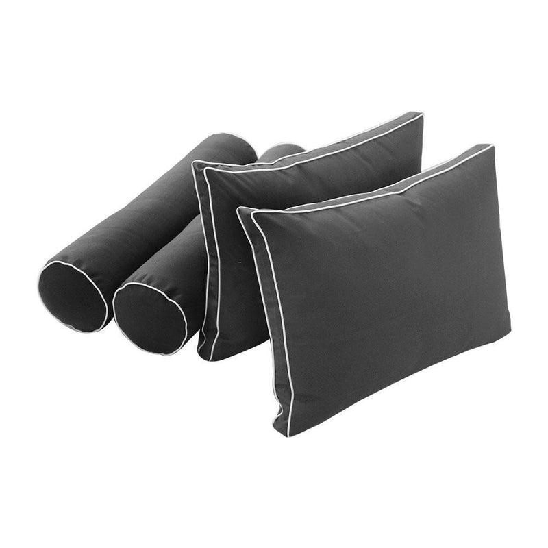 Model-1 - AD003 Twin Contrast Pipe Trim Bolster & Back Pillow Cushion Outdoor SLIP COVER ONLY