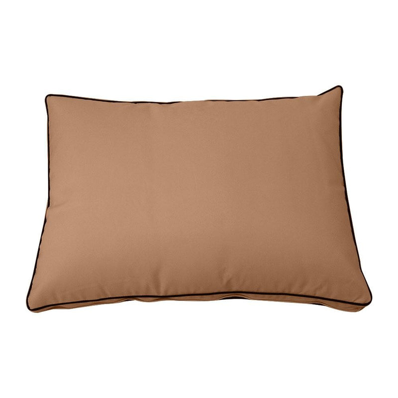 Model-1 - AD104 Queen Contrast Pipe Trim Bolster & Back Pillow Cushion Outdoor SLIP COVER ONLY