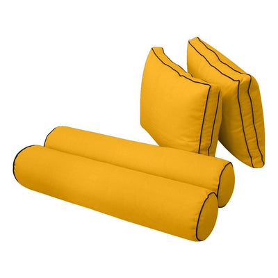 Model-1 - AD108 Crib Contrast Pipe Trim Bolster & Back Pillow Cushion Outdoor SLIP COVER ONLY