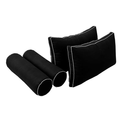 Model-2 AD109 Twin-XL Size 5PC Contrast Pipe Outdoor Daybed Mattress Cushion Bolster Pillow Complete Set