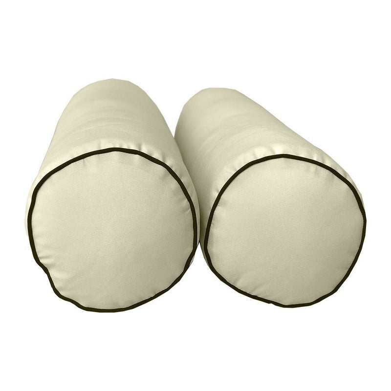 Model-3 - AD005 Queen Contrast Pipe Trim Bolster & Back Pillow Cushion Outdoor SLIP COVER ONLY