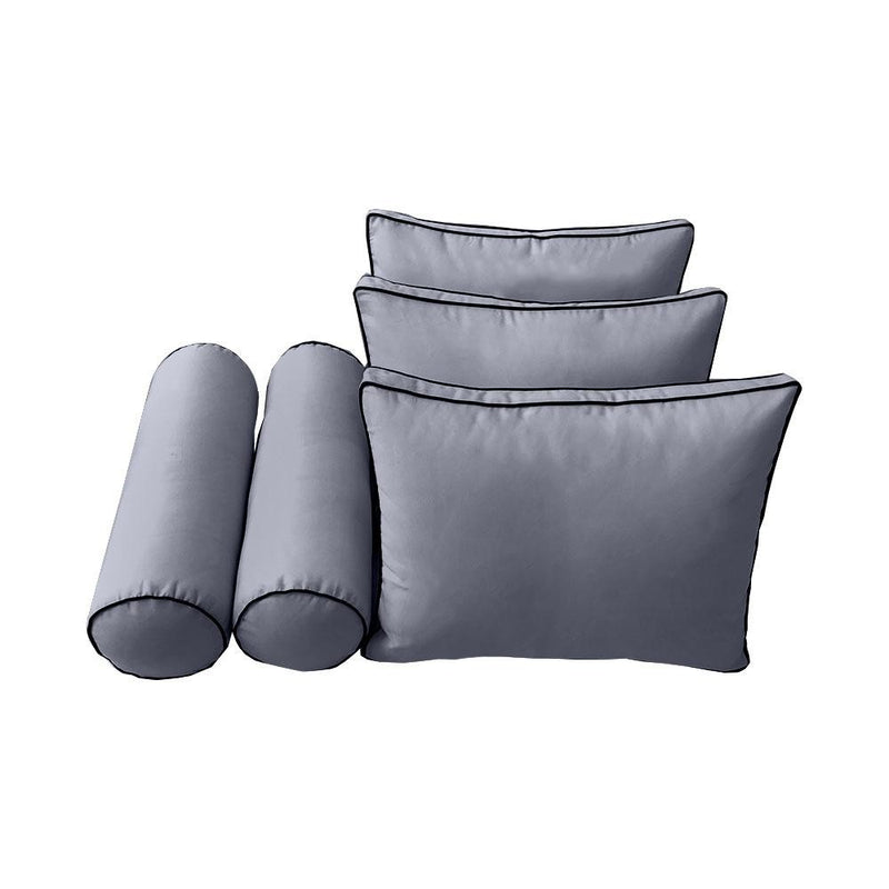 Model-3 AD001 Crib Size 6PC Contrast Pipe Outdoor Daybed Mattress Cushion Bolster Pillow Complete Set