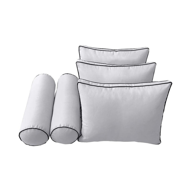 Model-3 AD105 Crib Size 6PC Contrast Pipe Outdoor Daybed Mattress Cushion Bolster Pillow Complete Set