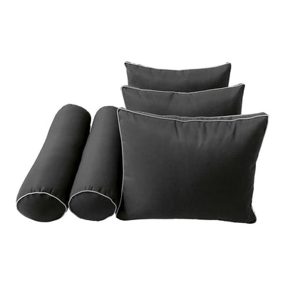 Model-3 AD003 Full Size 6PC Contrast Pipe Outdoor Daybed Mattress Cushion Bolster Pillow Complete Set