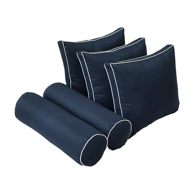 Model-3 AD101 Full Size 6PC Contrast Pipe Outdoor Daybed Mattress Cushion Bolster Pillow Complete Set