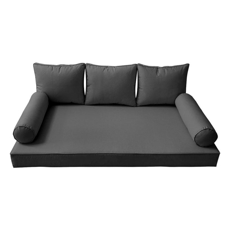 Model-3 AD003 Twin-XL Size 6PC Pipe Trim Outdoor Daybed Mattress Cushion Bolster Pillow Complete Set