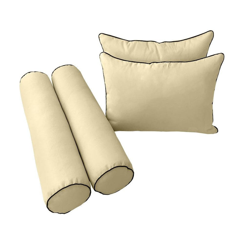 Model-4 - AD103 Crib Contrast Pipe Trim Bolster & Back Pillow Cushion Outdoor SLIP COVER ONLY