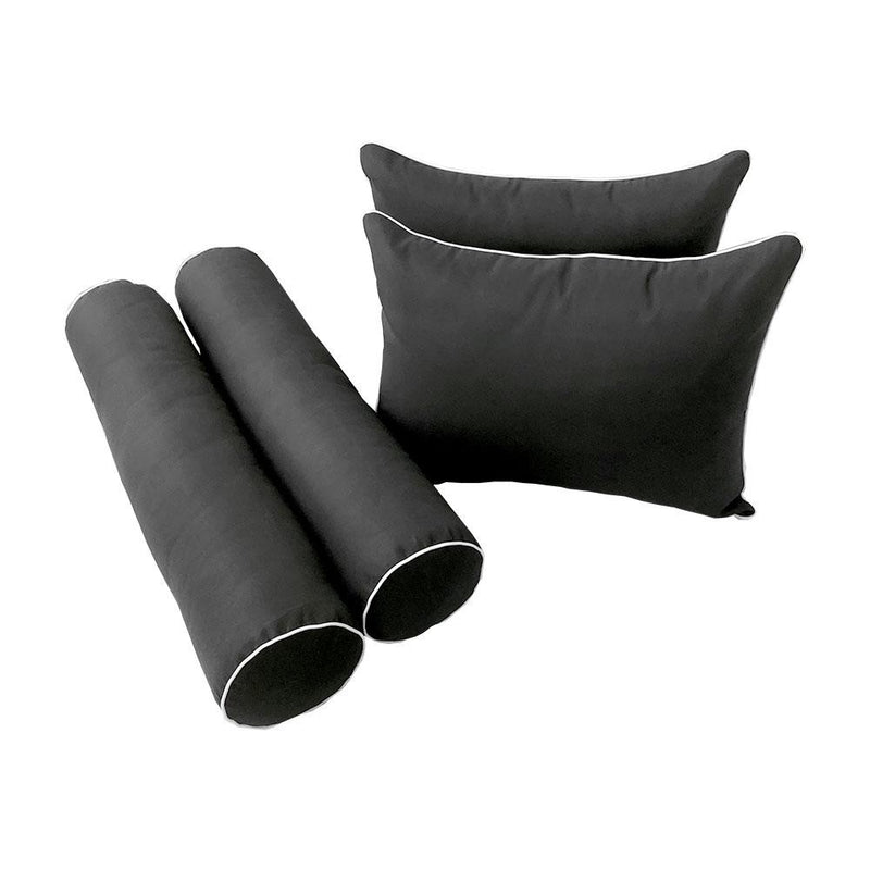 Model-4 AD003 Twin-XL Size 5PC Contrast Pipe Outdoor Daybed Mattress Cushion Bolster Pillow Complete Set