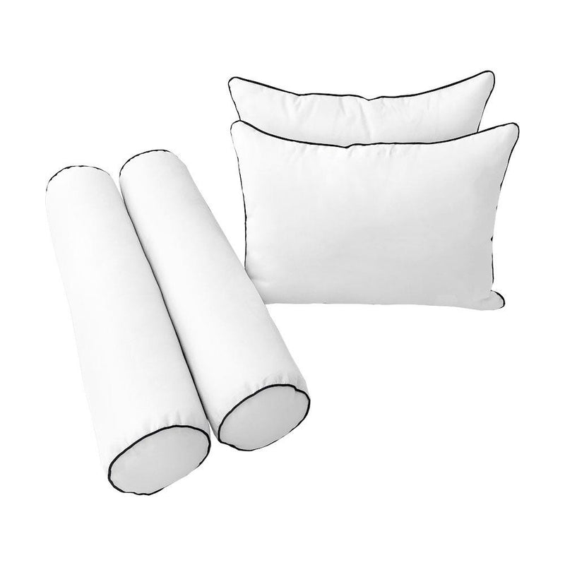 Model-4 AD106 Twin-XL Size 5PC Contrast Pipe Outdoor Daybed Mattress Cushion Bolster Pillow Complete Set