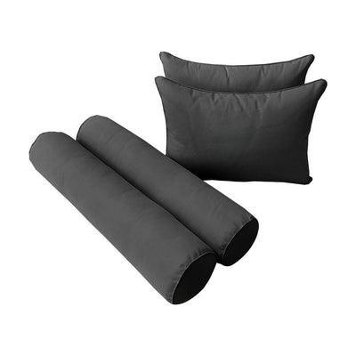 Model-4 AD003 Twin Size 5PC Pipe Trim Outdoor Daybed Mattress Cushion Bolster Pillow Complete Set