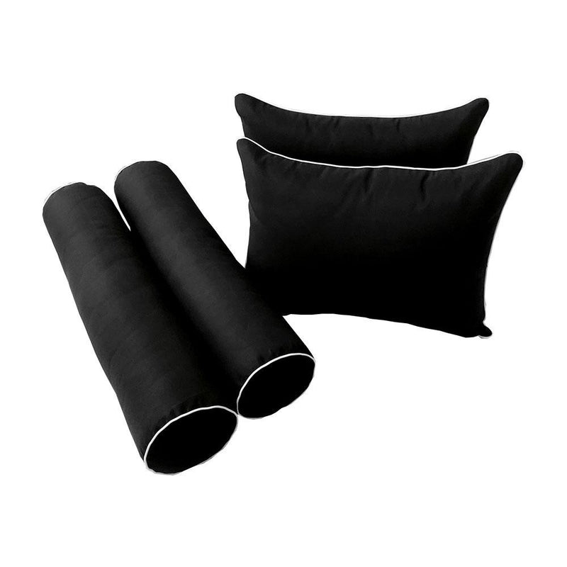 Model-4 - AD109 Crib Contrast Pipe Trim Bolster & Back Pillow Cushion Outdoor SLIP COVER ONLY