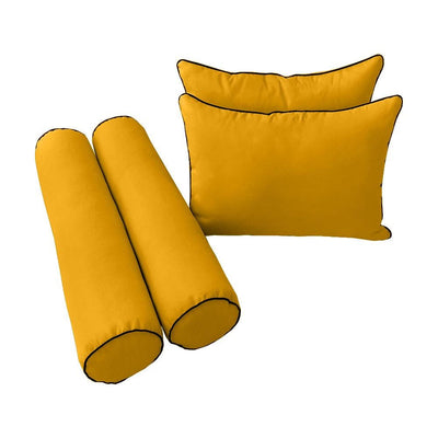 Model-4 - AD108 Queen Contrast Pipe Trim Bolster & Back Pillow Cushion Outdoor SLIP COVER ONLY