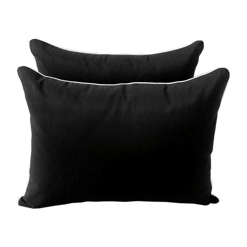 Model-4 - AD109 Queen Contrast Pipe Trim Bolster & Back Pillow Cushion Outdoor SLIP COVER ONLY