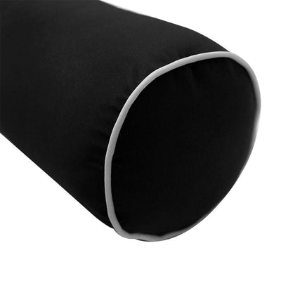 Model-4 - AD109 Queen Contrast Pipe Trim Bolster & Back Pillow Cushion Outdoor SLIP COVER ONLY