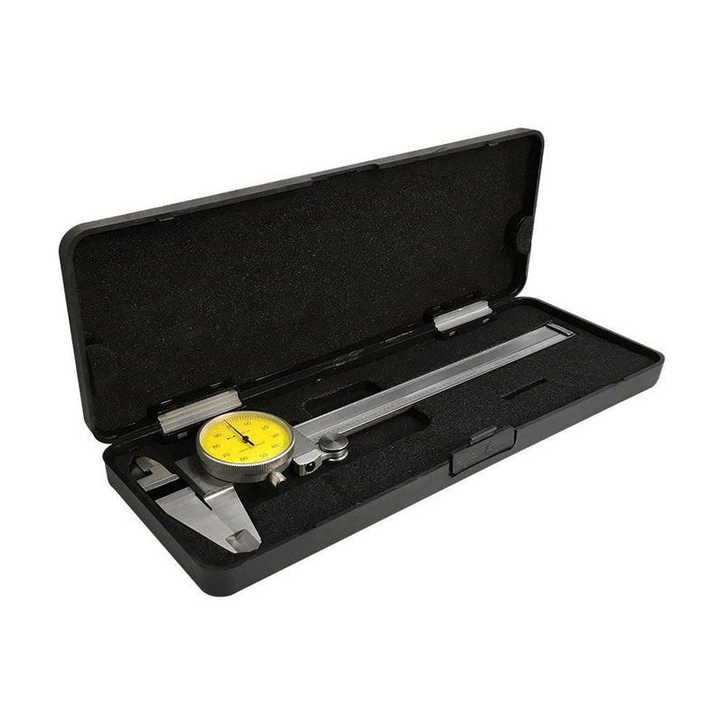 Yellow - 4 Way Dial Caliper 6" Stainless Steel Shock Proof 0.001"