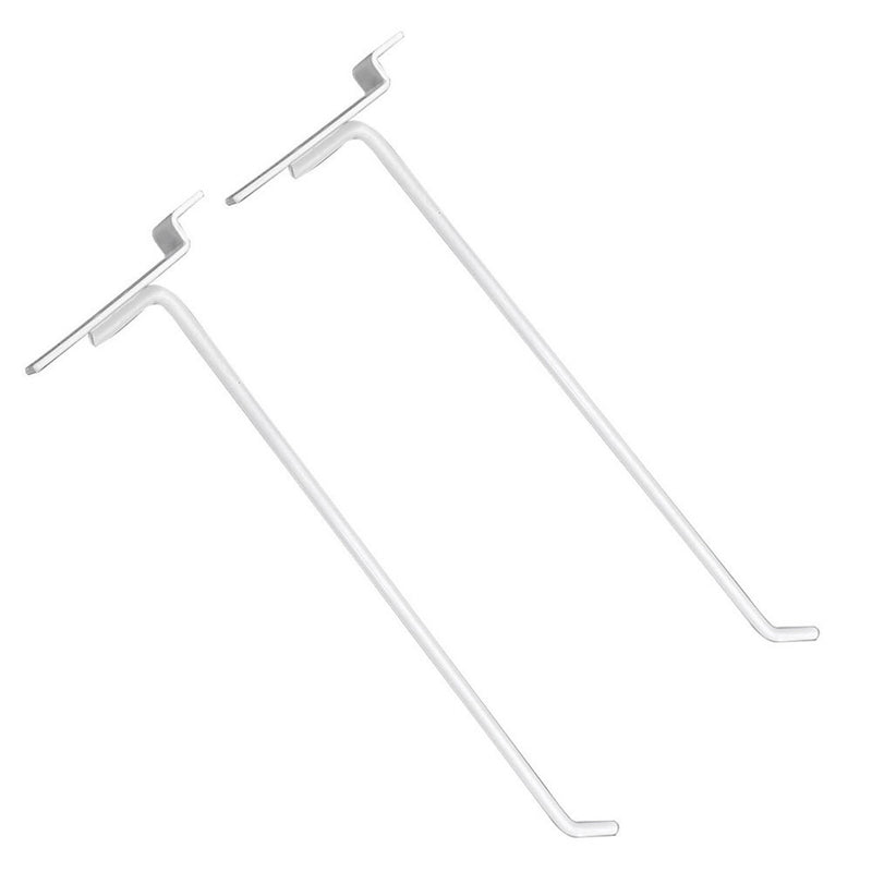 10" Slatwall Hooks, White, Hanger Display,Display Panel Hooks Wire Metal 2Pc Set