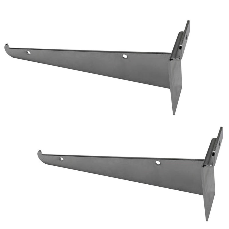 8" Slatwall Shelf Bracket, Chrome, Hanger Display Panel Shelf 2 Pc Set