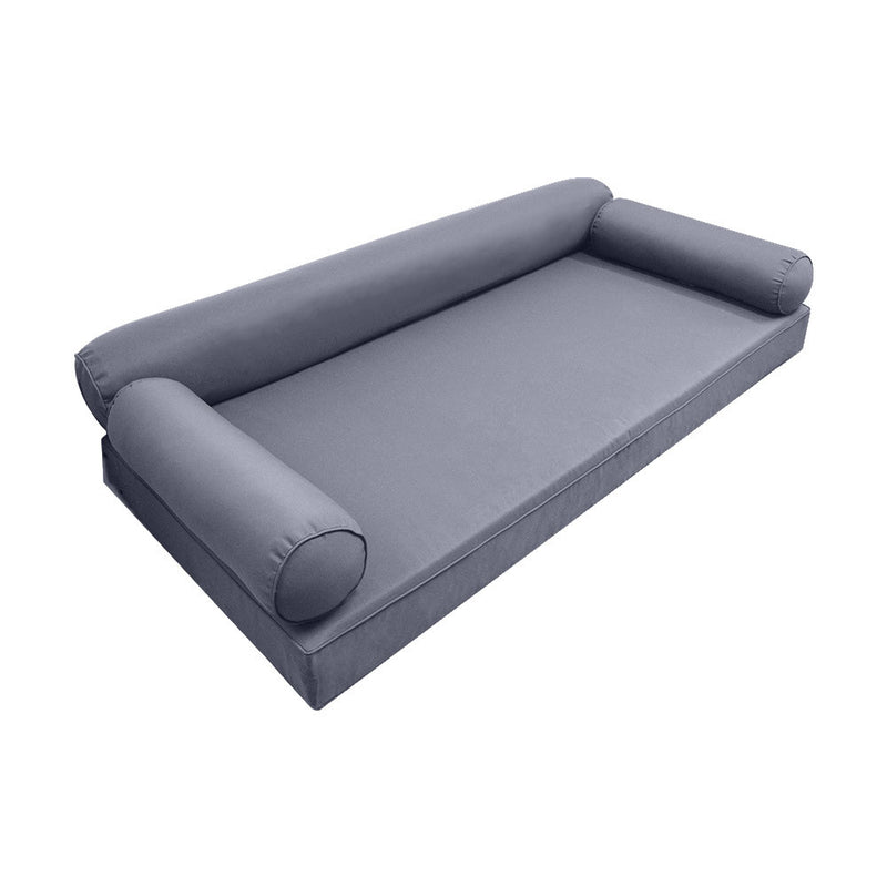 *COVER ONLY*-Model-6 Outdoor Daybed Mattress Bolster Pillow Slipcovers Pipe Trim Twin Size-AD001