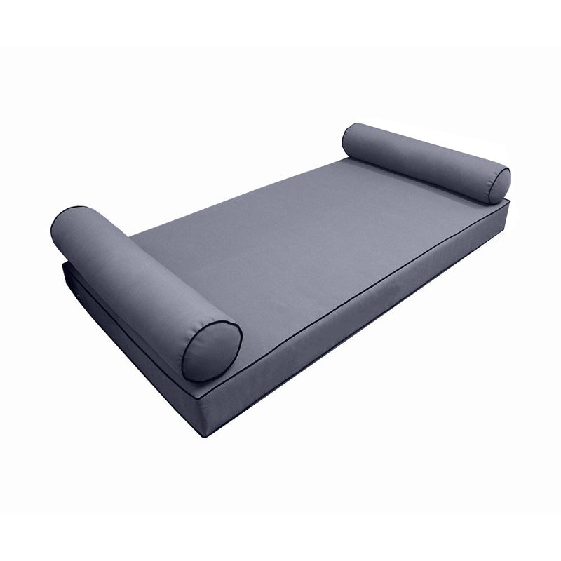 Model-5 AD001 Twin Size 3PC Contrast Pipe Outdoor Daybed Mattress Cushion Bolster Pillow Complete Set