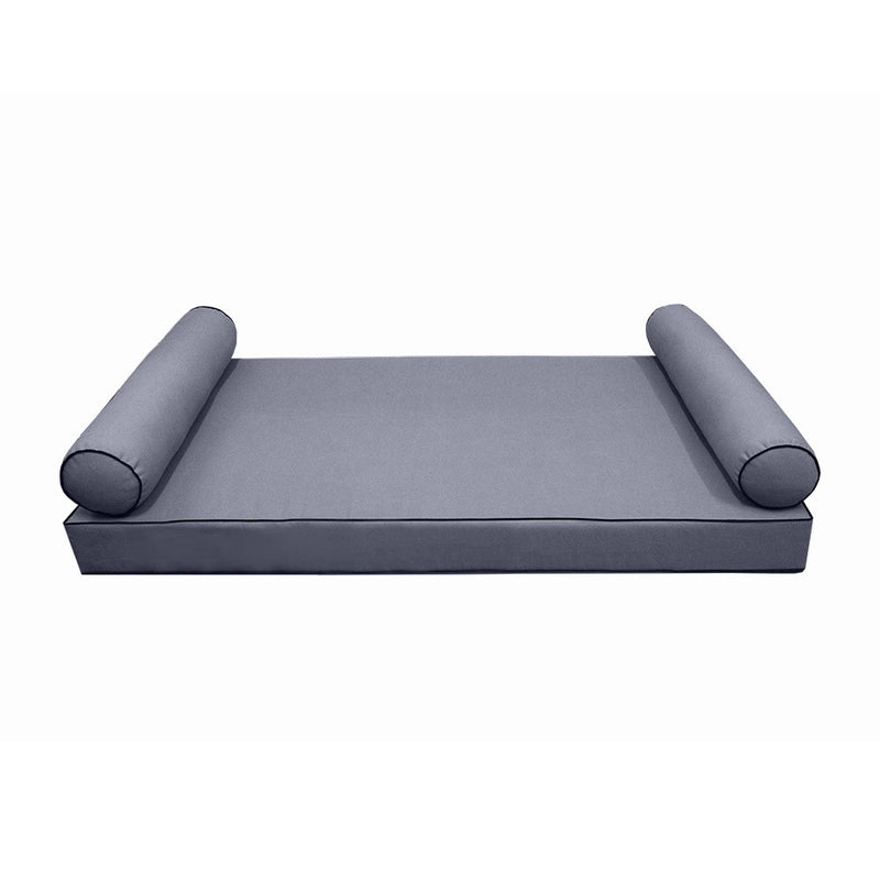 Model-5 AD001 Twin Size 3PC Contrast Pipe Outdoor Daybed Mattress Cushion Bolster Pillow Complete Set