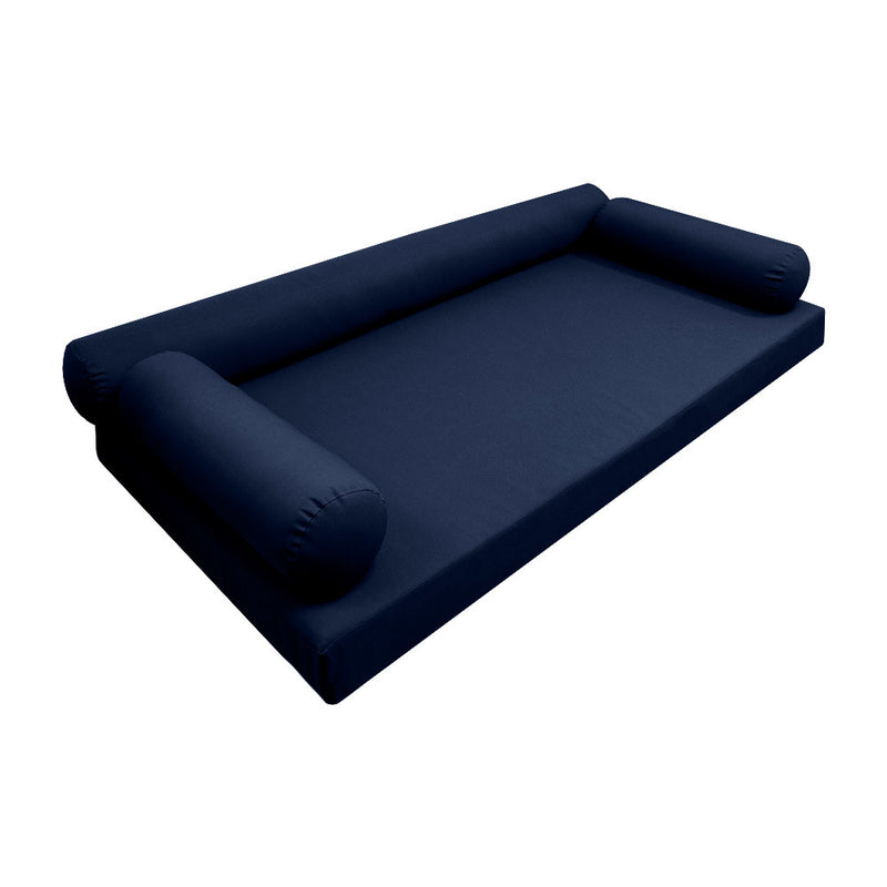 Model-6 AD101 Twin-XL Size 4PC Knife Edge Outdoor Daybed Mattress Cushion Bolster Pillow Complete Set