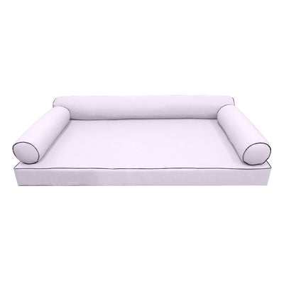 Model-6 AD107 Twin Size 4PC Contrast Piped Outdoor Daybed Mattress Cushion Bolster Pillow Complete Set