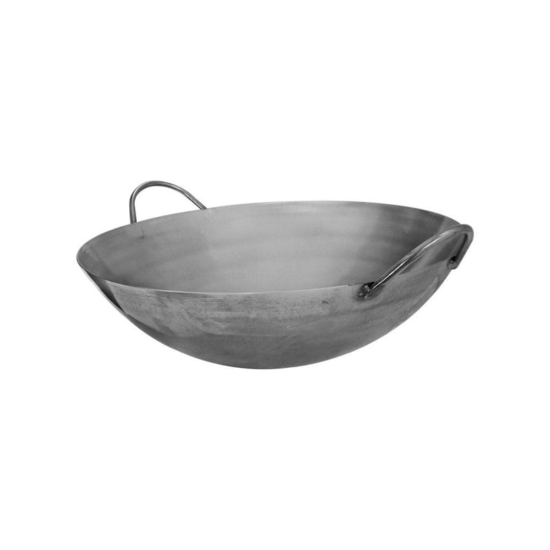 14" Carbon Steel Cantonese Style Wok Pan Gourmet Chef Frying Pan, Double Handle