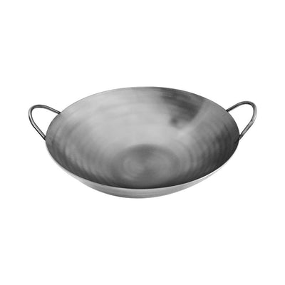 14" Carbon Steel Cantonese Style Wok Pan Gourmet Chef Frying Pan, Double Handle