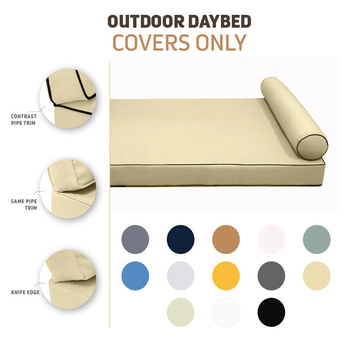 Model-5 Queen Size (80" x 60" x 6") Outdoor Daybed Mattress Bolster Backrest Cushion Pillow |COVERS ONLY|