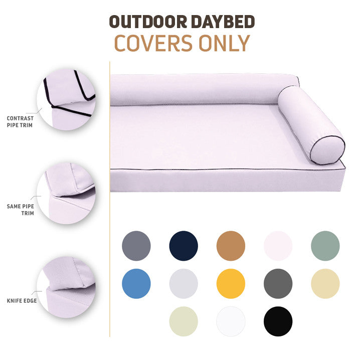 Model-6 Crib Size (52" x 28" x 6") Outdoor Daybed Mattress Bolster Backrest Cushion Pillow |COVERS ONLY|