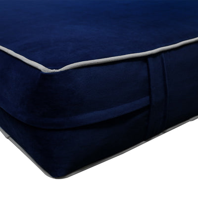 COVER ONLY Twin Contrast Pipe Trim Velvet Indoor Daybed Mattress Sheet 75"x39"x6"-AD373