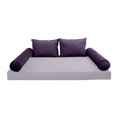 COVER ONLY Model V1 Full Velvet Contrast Indoor Daybed Cushion Bolster - AD339