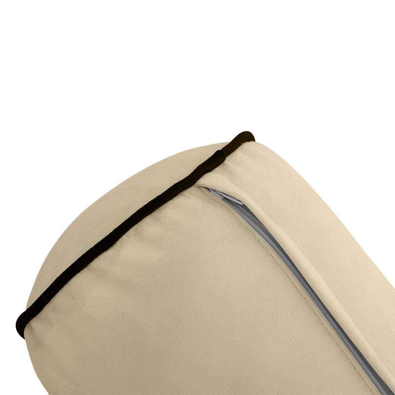 COVER ONLY Model V5 Full Velvet Contrast Indoor Daybed Bolster Pillow - AD304
