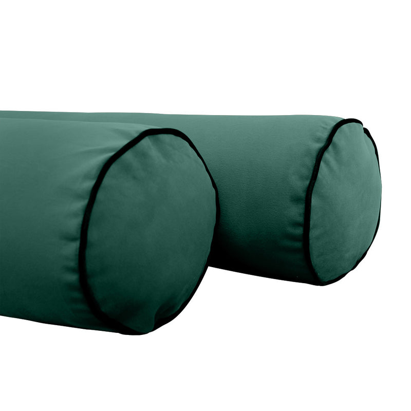 COVER ONLY Model V6 Twin-XL Velvet Contrast Indoor Daybed Bolster Pillow AD317