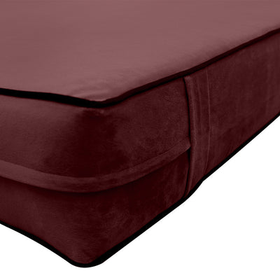 COVER ONLY Model V2 Twin Velvet Contrast Pipe Indoor Daybed Mattress Cushion AD368