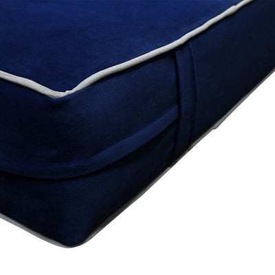 COVER ONLY Model V2 Twin Velvet Contrast Pipe Indoor Daybed Mattress Cushion AD373