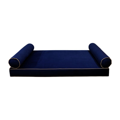 COVER ONLY Model V5 Twin Velvet Contrast Pipe Indoor Mattress Bolster Pillow AD373