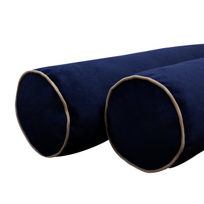 COVER ONLY Model V5 Twin Velvet Contrast Pipe Indoor Mattress Bolster Pillow AD373