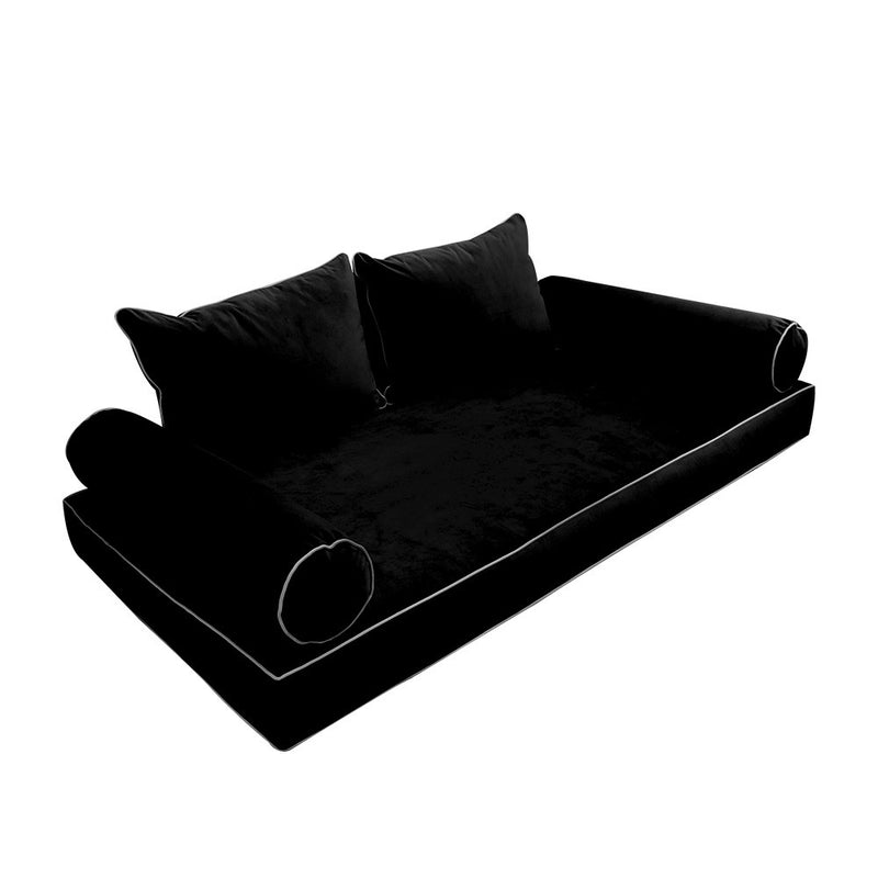 COVER ONLY Model V4 Full Velvet Contrast Pipe Indoor Daybed Mattress AD374