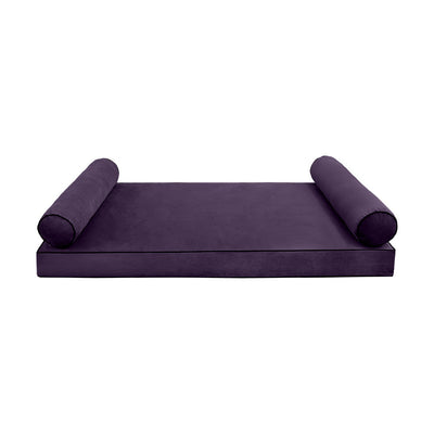 COVER ONLY Model V5 Twin-XL Velvet Contrast Pipe Indoor Mattress Bolster Pillow AD339