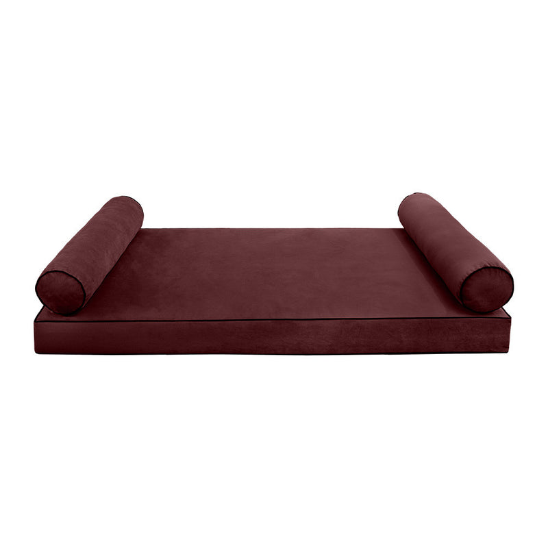 COVER ONLY Model V5 Twin-XL Velvet Contrast Pipe Indoor Mattress Bolster Pillow AD368