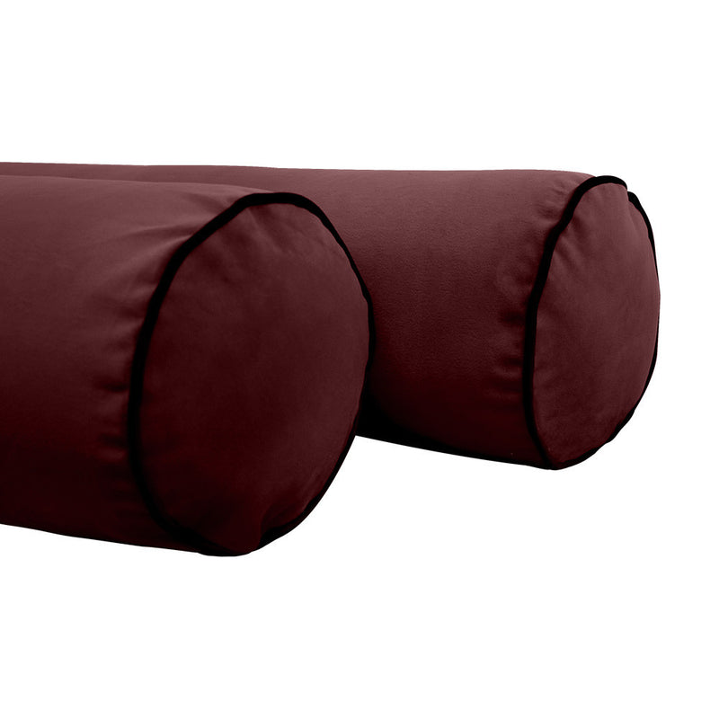 COVER ONLY Model V5 Twin-XL Velvet Contrast Pipe Indoor Mattress Bolster Pillow AD368