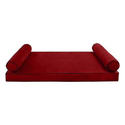 COVER ONLY Model V5 Twin-XL Velvet Contrast Pipe Indoor Mattress Bolster Pillow AD369