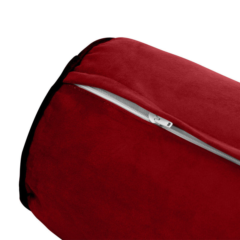 COVER ONLY Model V5 Twin-XL Velvet Contrast Pipe Indoor Mattress Bolster Pillow AD369