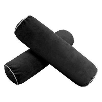 COVER ONLY Model V6 Twin Velvet Contrast Pipe Indoor Mattress Bolster Pillow AD350