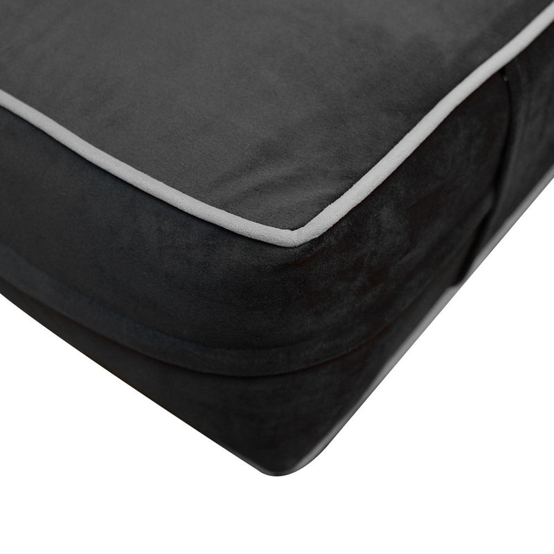 COVER ONLY Model V6 Twin Velvet Contrast Pipe Indoor Mattress Bolster Pillow AD350