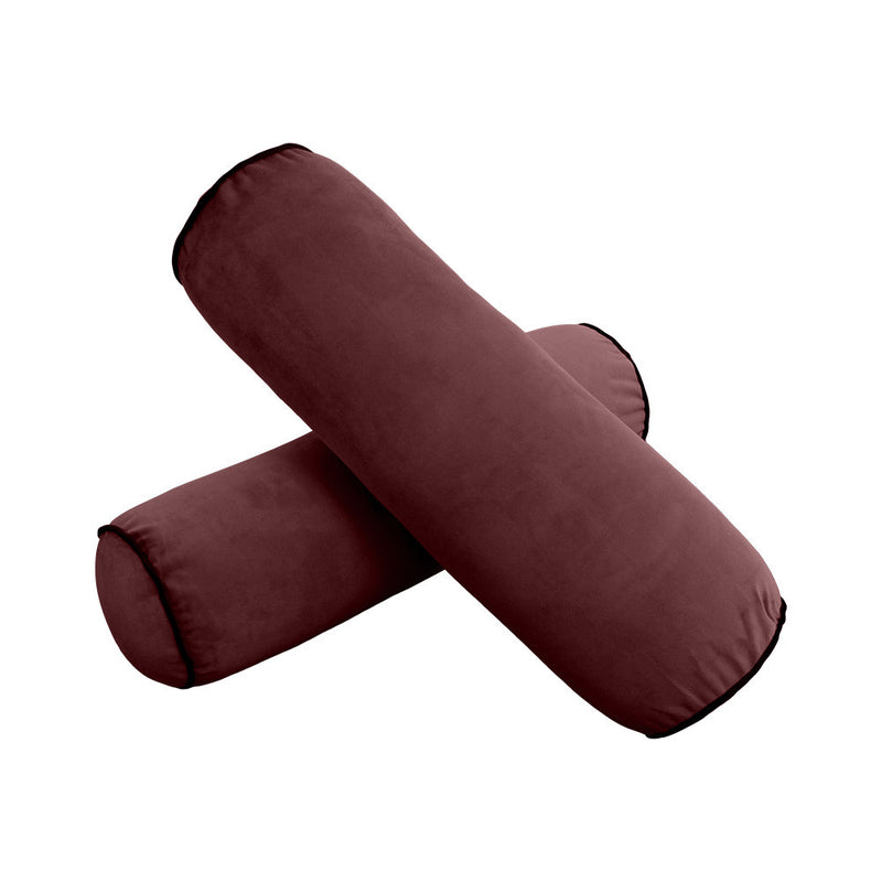 COVER ONLY Model V6 Twin Velvet Contrast Pipe Indoor Mattress Bolster Pillow AD368